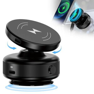 SEARISEスマホホルダー真空吸着式車スマホスタンド充電車載スマホホルダーワイヤレス充電mag-safe対応真空スマホホルダー車高級合金素材マグネット多角度自由調節マグセーフ車載携帯ホル…