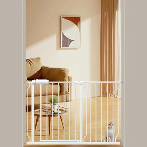 エルフベビー(FairyBaby)ベビーゲート取付幅110-122cm高さ78cm階段上突っ張り式オートクローズ機能扉開閉式赤ちゃんゲートバリアフリー柵拡張付きホワイト