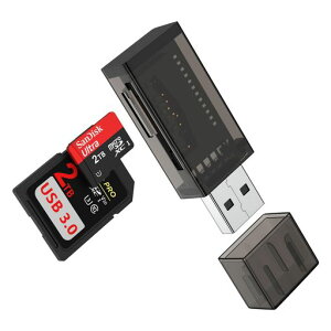 sd�J�[�h���[�_�[usb3.0�}�C�N��sd���[�_�[2-in-1MicroSD�J�[�h���[�_�[�����^2���J�[�h�����Ǐ������]��MacOSWindows�p�\�R�����Ή�SDmicroSDSDXCSDHC�ȂǂɑΉ�(�u���b�N)