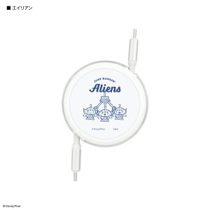 【公式】ディズニーキャラクター、ピクサーキャラクター / PD60W 対応 USB2.0 リール式 Type-C ケーブル typec コード USB-C usbc 急速充電 スマホ充電 モバイル充電 充電コード 1m 100cm iPhone15 ミッキ