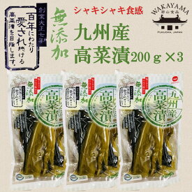 若山食品　無添加高菜漬200g　3袋　国産高菜　無添加　手仕込み　レターパック　ご飯のお供