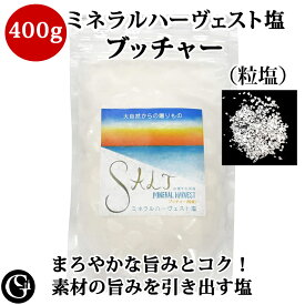 ミネラルハーヴェスト塩 ミネラル バランスの良い 天日塩 自然塩・ブッチャー（粒塩）400g