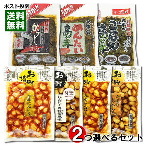 にんにくの漬物4種類から1つ&高菜の漬物3種類から1つ 計2つ選べるお試しセット【メール便送料無料】