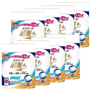 エリエール トイレットペーパー 消臭プラス 1.5倍巻き 37.5m×64ロール(8ロール×8パック) ダブル パルプ100% フレッシ 送料無料