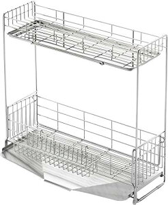 ヨシカワ 水切りラック 水切りかご 日本製 2段 幅15×奥行47cm 4~5人用 シンクサイド 幅の広がる 1306080 食器 水切 送料無料