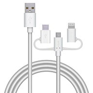 エレコム スマートフォン用USBケーブル 3in1 microUSB+Type-C+Lightning 1.2m ホワイト 【iPhon 送料無料