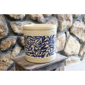 ウイリアムモリス William Morris リーフシリンダー Mサイズ ブルー 陶器鉢 植木鉢