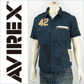 【送料無料】Avirex アビレックス レザーパッチ リペアーシャツ AVIREX S/S LEATHER PATCHED REPAIR SHIRT 6135023-87 半袖【smtb-tk】