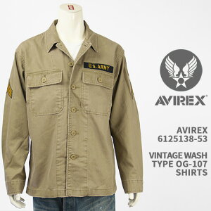 Avirex �A�r���b�N�X �~���^���[ ���[�e�B���e�B�[�V���c AVIREX VINTAGE WASH TYPE OG-107 SHIRT 6125138-53�y�������K�i/�ČR/U.S.ARMY/�����z