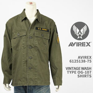 Avirex �A�r���b�N�X �~���^���[ ���[�e�B���e�B�[�V���c AVIREX VINTAGE WASH TYPE OG-107 SHIRT 6125138-75�y�������K�i/�ČR/U.S.ARMY/�����z