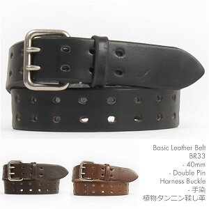 ���U�[�x���g ����� �A���^���j���Ȃ߂��v 40mm�� �_�u���s���E�n�[�l�X�o�b�N�� Leather Belt BR33�y�{�v�E���^�z