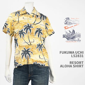 Fukuwa-uchi レディース リゾート アロハシャツ FUKUWA-UCHI LADY'S RESORT ALOHA SHIRT L52831-MAIZE【日本製/ハワイアン/レーヨン/オープンカラー/開襟/半袖】