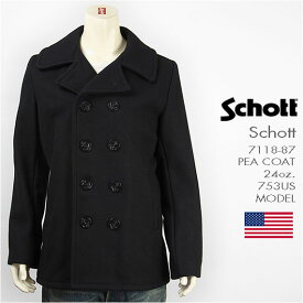 【国内正規品・米国製・送料無料】Schott ショット ピーコート メルトンウール ネイビー SCHOTT 753US MODEL PEA COAT 24oz. 7118-87 ジャケット【smtb-tk】