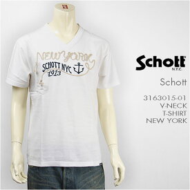 【送料無料】Schott ショット 半袖 刺繍 Vネック Tシャツ ニューヨーク SCHOTT S/S V-NECK T-SHIRT NEW YORK 3163015-01【smtb-tk】