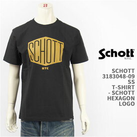 【国内正規品】Schott ショット 半袖 プリント Tシャツ ヘキサゴンロゴ Schott S/S T-SHIRT HEXAGON LOGO 3183048-09