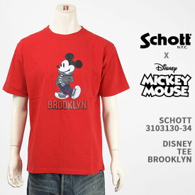 Schott Disney ショット ディズニー ミッキーマウス Tシャツ SCHOTT DISNEY T-SHIRT BROOKLYN MICKEY MOUSE 3103130-34【国内正規品/半袖/送料無料】