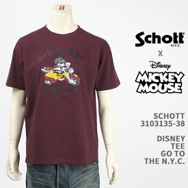 Schott Disney ショット ディズニー ミッキーマウス Tシャツ SCHOTT DISNEY T-SHIRT GO TO THE N.Y.C. MICKEY MOUSE 3103135-38【国内正規品/半袖/送料無料】