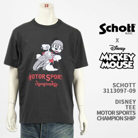 Schott Disney ショット ディズニー ミッキーマウス Tシャツ SCHOTT DISNEY TEE MOTOR SPORTS CHMPIONSHIP MICKEY MOUSE 3113097-09【国内正規品/半袖】