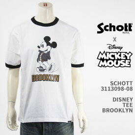 Schott Disney ショット ディズニー ミッキーマウス Tシャツ リンガー SCHOTT DISNEY TEE BROOKLYN MICKEY MOUSE 3113098-08【国内正規品/半袖】