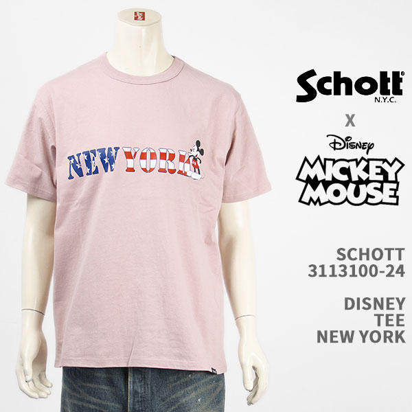 ディズニーとのコラボ 世界中で愛されるキャラクターの登場 Schott Disney ショット ついに入荷 ディズニー 全国一律送料無料 ミッキーマウス Ｔシャツ SCHOTT 半袖 国内正規品 DISNEY 3113100-24 MICKEY YORK NEW TEE MOUSE