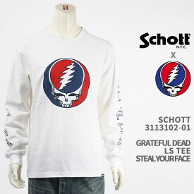 Schott Grateful Dead ショット グレイトフルデッド Tシャツ スティールユアフェイス SCHOTT GRATEFUL DEAD T-SHIRT STEAL YOUR FACE 3113102-01【国内正規品/長袖/ロンT】