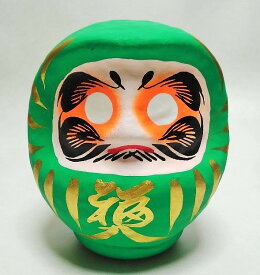 緑の福だるま；才能開花・健康祈願・信頼・安心など カラーだるま 緑 4号 サイズ 11cm 福入だるま 高崎だるま ダルマ 達磨