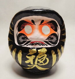 黒の福だるま；仕事運アップ・商売繁盛・黒字経営・魔除けなど カラーだるま 黒 4号 サイズ 11cm 福入だるま 高崎だるま ダルマ 達磨