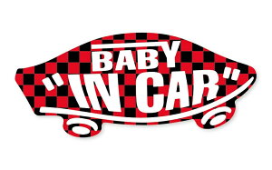 BABY IN CAR XebJ[  ×  `FbN Ԃ񂪏Ă܂ xr[CJ[ XP{[  V[ pfB VANS SIZEFw150mm×h65mm