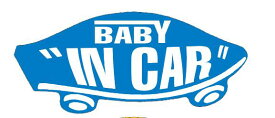 BABY IN CAR ステッカー ブルー 青 赤ちゃんが乗ってます ベビーインカー スケボー 車 シール パロディ VANS風 SIZE：w150mm×h65mm