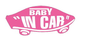 BABY IN CAR ステッカー ピンク 赤ちゃんが乗ってます ベビーインカー スケボー 車 シール パロディ VANS風 SIZE：w150mm×h65mm