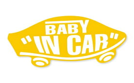BABY IN CAR ステッカー イエロー　黄色 赤ちゃんが乗ってます ベビーインカー スケボー 車 シール パロディ VANS風 SIZE：w150mm×h65mm