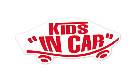 KIDS IN CAR ステッカー 白×赤 ホワイト レッド 子どもが乗ってます キッズインカー スケボー 車 シール パロディ VANS風 SIZE：w150mm×h65mm