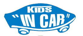 KIDS IN CAR ステッカー ブルー 青 子どもが乗ってます キッズインカー スケボー 車 シール パロディ VANS風 SIZE：w150mm×h65mm