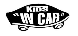 KIDS IN CAR ステッカー ブラック 黒 子どもが乗ってます キッズインカー スケボー 車 シール パロディ VANS風 SIZE：w150mm×h65mm