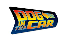 DOG IN CAR ステッカー バックトゥザフューチャー 風 犬が乗ってます ドッグインカー 車 シール映画 パロディ ワンちゃん 車用シール