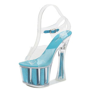 71134【22.5cm】パーテーショングリッター超厚底サンダル☆水色(ブルー)☆【7113】【22.5cm】【HEEL】【 キャバサンダル 】【 キャバヒール 】【サンダル ヒール ミュール パンプス】【 キャバ