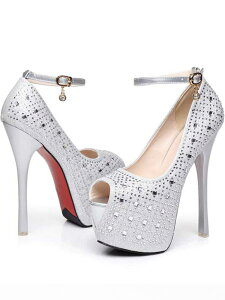 ◆72801B【超目玉価格】【22.5cm】ビジュオープントゥパンプス☆銀(シルバー)☆B品訳あり!!【22.5cm】【7280】【HEEL】【サンダル ヒール ミュール パンプス】【 キャバ サンダル 】【 キャバ ヒ