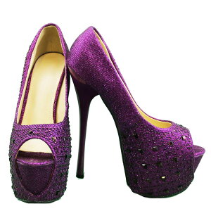 *72819【22.5cm】ビジュオープントゥパンプス☆紫(パープル)☆【22.5cm】【7281】【HEEL】【 キャバサンダル 】【 キャバヒール 】【サンダル ヒール ミュール パンプス】【 キャバ サンダル 】【