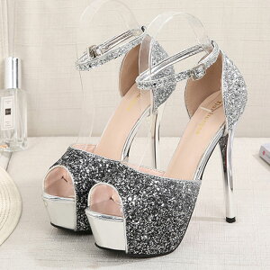 *71382【24.0cm】ラメパンプス☆黒(ブラック)×銀(シルバー)☆【7138】【HEEL】【 キャバサンダル 】【 キャバヒール 】【サンダル ヒール ミュール パンプス】【 キャバ サンダル 】【 キャバ ヒ