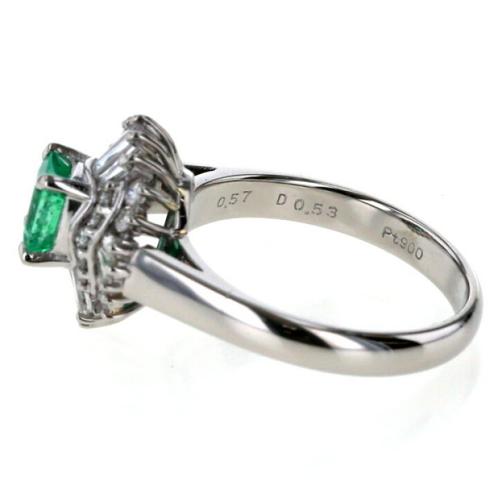 楽天市場】Pt900 プラチナ リング エメラルド 0.57ct ダイヤモンド  