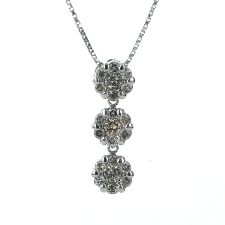 楽天市場】K14WG ホワイトゴールド ネックレス ダイヤモンド 0.30ct 花 