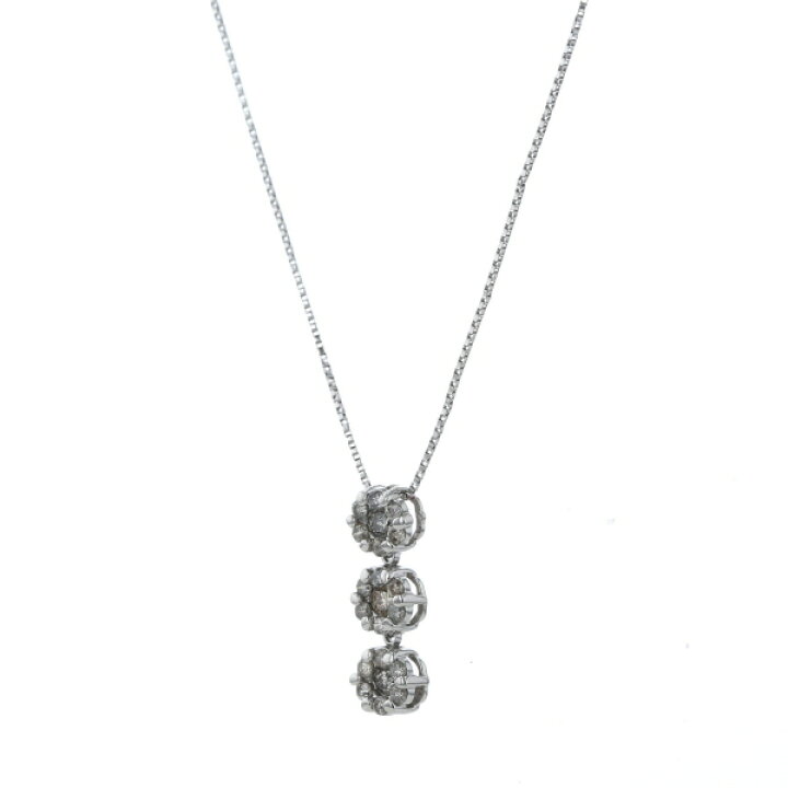 楽天市場】K14WG ホワイトゴールド ネックレス ダイヤモンド 0.30ct 花 