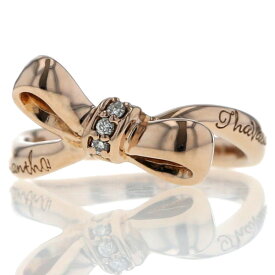 Samantha Tiara K18PG ピンクゴールド リング ダイヤモンド 0.03ct リボン モチーフ ウェーブ 指輪 8号【新品仕上済】【zz】【中古】【送料無料】