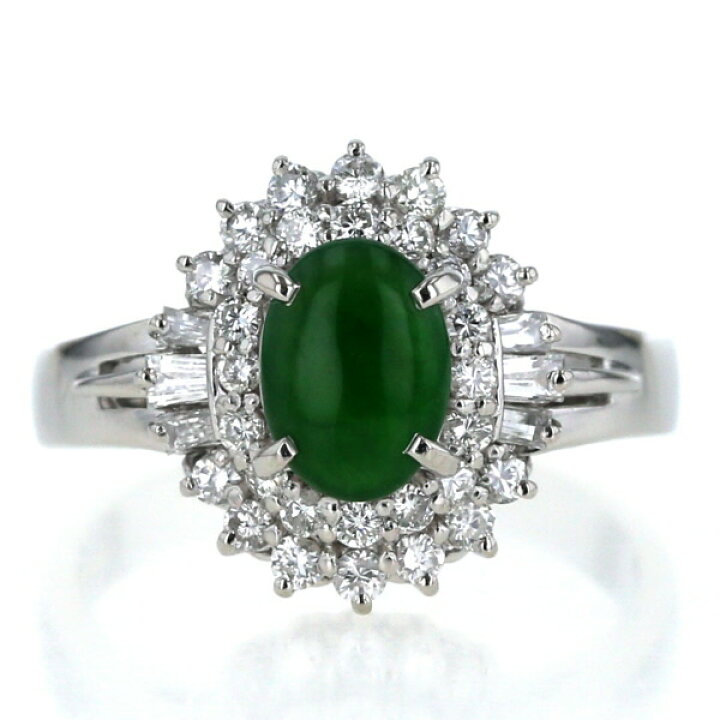 楽天市場】Pt900 プラチナ リング 翡翠 0.64ct ダイヤモンド 1.03ct  