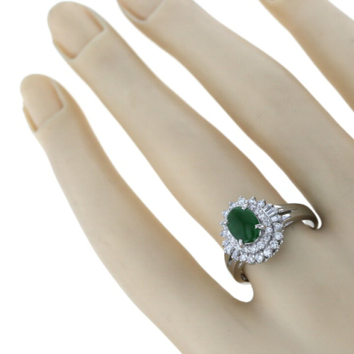 楽天市場】Pt900 プラチナ リング 翡翠 0.64ct ダイヤモンド 1.03ct  