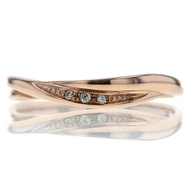 Star Jewelry スタージュエリー K10PG ピンクゴールド リング ダイヤモンドウェーブ ダイヤモンド 0.01ct 現行 指輪 6号 【新品仕上済】【el】【中古】【送料無料】