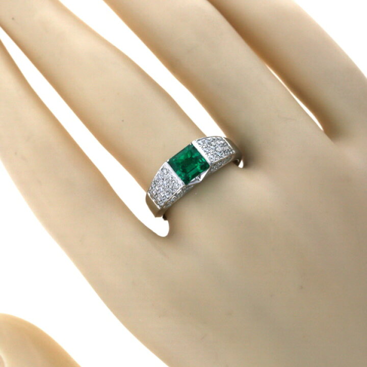 楽天市場】Pt900 プラチナ リング エメラルド1.12ct ダイヤモンド0.38 