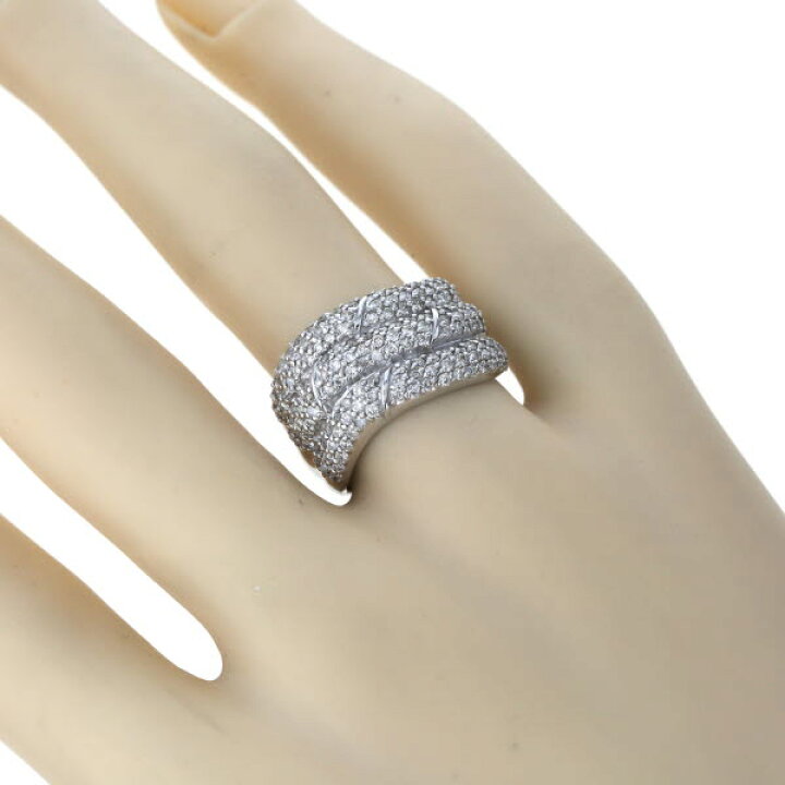 楽天市場】K18WG ホワイトゴールド リング ダイヤモンド1.03ct パヴェ 
