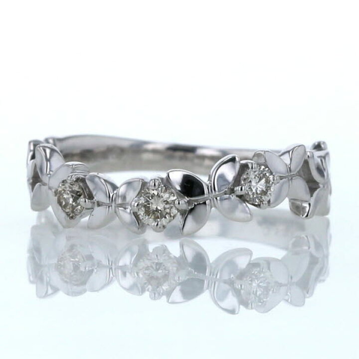 楽天市場】K18WG ホワイトゴールド リング ダイヤモンド0.17ct 花 