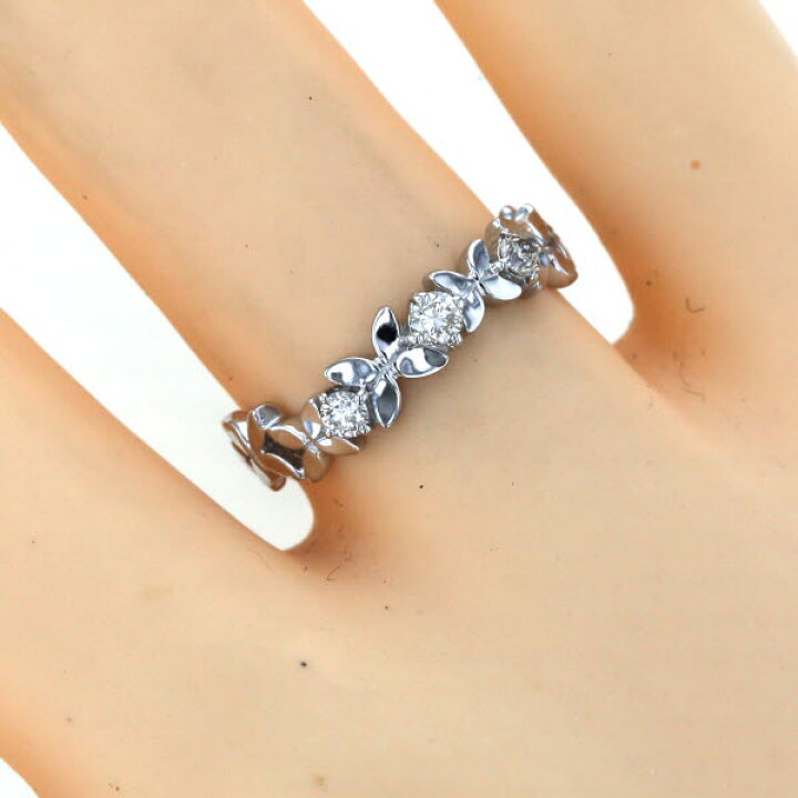 楽天市場】K18WG ホワイトゴールド リング ダイヤモンド0.17ct 花 